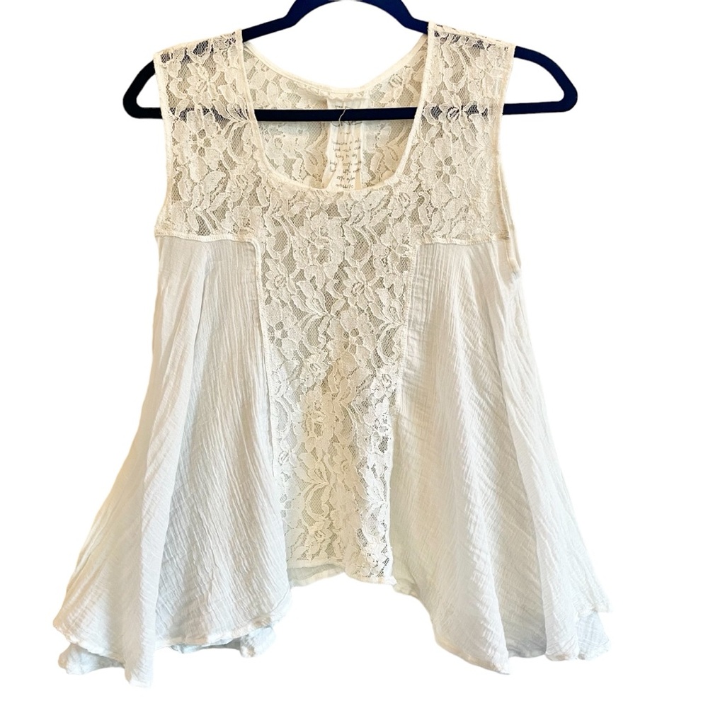 Free People Ivory Lace Tank Top